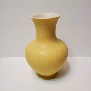 Vintage Coors Pottery Vase Boulder Colorado Butter Yellow Matte White Inside 9"